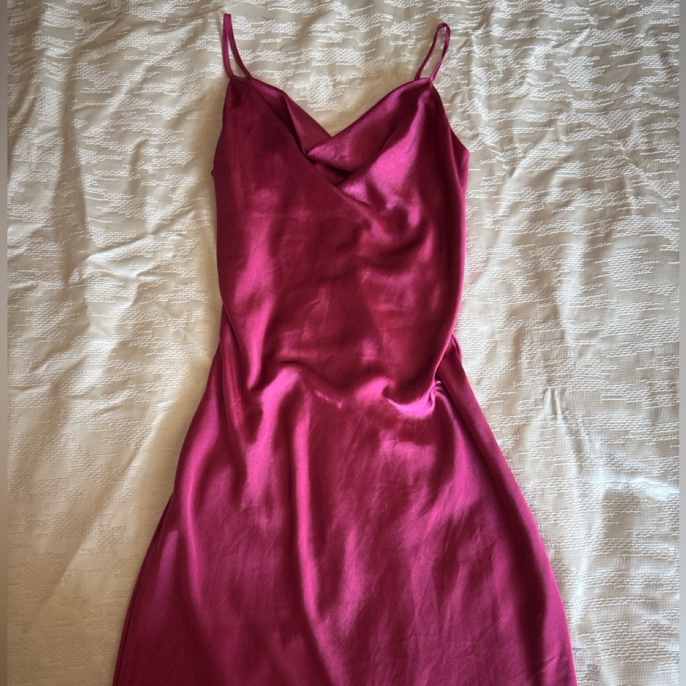Gorgeous wine color midi Endless Rose “silk” dress size XS